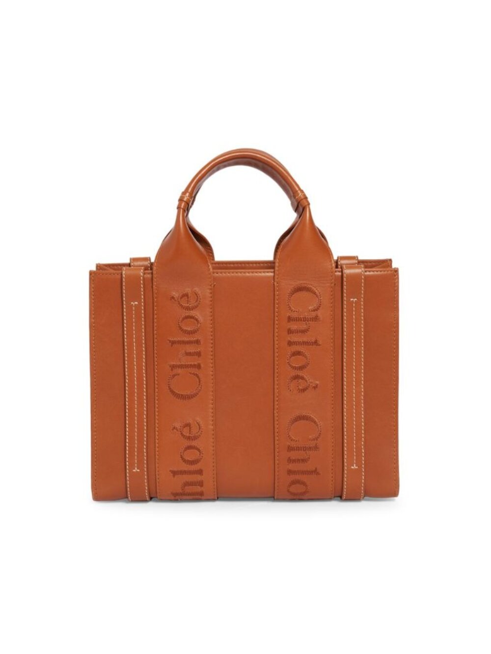 Authentic Chloe Small Woody Tote in Caramel Top Handle Crossbody